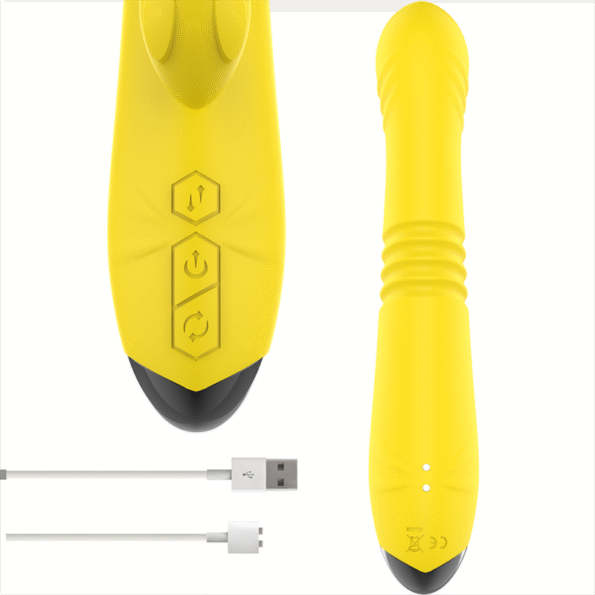INTENSE - VIBRATEUR MULTIFONCTION TOKY UP & DOWN AVEC STIMULATEUR CLITORAL JAUNE-INTENSE FUN-sextoys-lingerie-bdsm-hygiène-sexshop