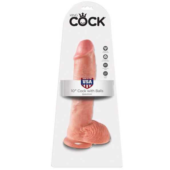 KING COCK - 10 CHAIR DE GODE AVEC BOULES 26.5 CM-KING COCK-sextoys-lingerie-bdsm-hygiène-sexshop