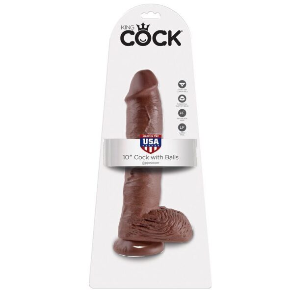 KING COCK - 10 GODE MARRON AVEC BOULES 25.4 CM-KING COCK-sextoys-lingerie-bdsm-hygiène-sexshop