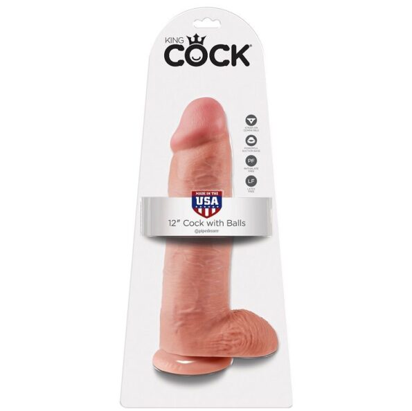 KING COCK - 12 CHAIR DE GODE AVEC BOULES 30.48 CM-KING COCK-sextoys-lingerie-bdsm-hygiène-sexshop