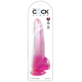 KING COCK - CLEAR GODE TESTICULES 19 CM ROSE-KING COCK-sextoys-lingerie-bdsm-hygiène-sexshop