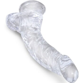 KING COCK - CLEAR PÉNIS COURBE RÉALISTE AVEC BOULES 16.5 CM TRANSPARENT-KING COCK-sextoys-lingerie-bdsm-hygiène-sexshop