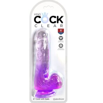 KING COCK - CLEAR PÉNIS RÉALISTE AVEC BOULES 13.5 CM VIOLET-KING COCK-sextoys-lingerie-bdsm-hygiène-sexshop