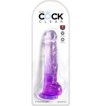 KING COCK - CLEAR PÉNIS RÉALISTE AVEC BOULES 16.5 CM VIOLET-KING COCK-sextoys-lingerie-bdsm-hygiène-sexshop