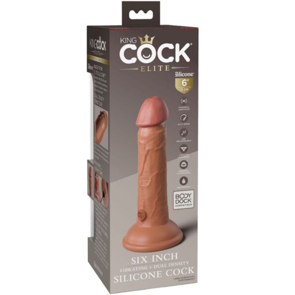 KING COCK - ELITE GODE RÉALISTE VIBRANT & SILICONE 15.2 CM CARAMEL-KING COCK-sextoys-lingerie-bdsm-hygiène-sexshop