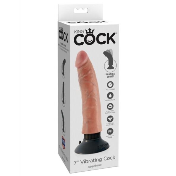 KING COCK - GODE VIBRATEUR 17.78 CM NATUREL-KING COCK-sextoys-lingerie-bdsm-hygiène-sexshop