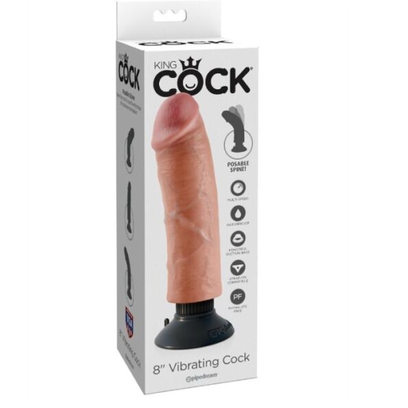 KING COCK - GODE VIBRATEUR 20.32 CM NATUREL-KING COCK-sextoys-lingerie-bdsm-hygiène-sexshop