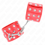 KINK – APPAREILS DE RETENUE POIGNETS AVEC FERMETURE PRESSION PLEINE DE RIVETS ROUGE AJUSTABLE 19-24 CM X 5