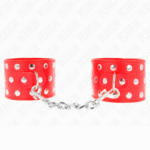 KINK – APPAREILS DE RETENUE POIGNETS AVEC FERMETURE PRESSION PLEINE DE RIVETS ROUGE AJUSTABLE 19-24 CM X 5