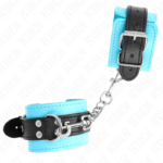 KINK – APPAREILS-POIGNETS À CROCHET DOUBLÉS DE FOURRURE BLEU AJUSTABLES 20-28 CM X 5