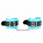 KINK – APPAREILS-POIGNETS À CROCHET DOUBLÉS DE FOURRURE BLEU AJUSTABLES 20-28 CM X 5