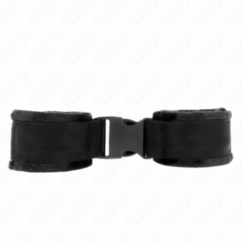 KINK - APPAREILS-POIGNETS À CROCHET ET BOUCLE EN NYLON ROUGE-NOIR MODÈLE 1 AJDUSTABLE 25-35 CM X 6 CM-KINK WRIST RESTRAINT-sextoys-lingerie-bdsm-hygiène-sexshop