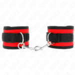 KINK – APPAREILS-POIGNETS À CROCHET ET BOUCLE EN NYLON ROUGE-NOIR MODÈLE 2 RÉGLABLE 18-35 CM X 6 CM