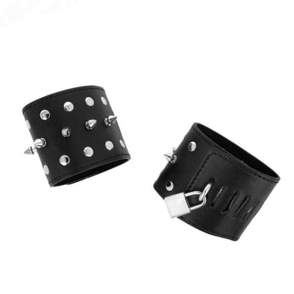 KINK - APPAREILS-POIGNETS PUNK AVEC POINTES 25 X 6 CM-KINK WRIST RESTRAINT-sextoys-lingerie-bdsm-hygiène-sexshop