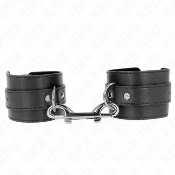 KINK - APPAREILS-POIGNETS - RANGÉE DE RIVETS SIMPLE ET GRANDE BOUCLE NOIRE RÉGLABLE 17-28 CM X 5 CM-KINK WRIST RESTRAINT-sextoys-lingerie-bdsm-hygiène-sexshop
