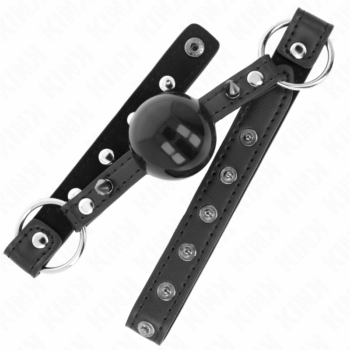 KINK - BÂILLON BALLE 4 CM AVEC POINTE RIVET ET SNAP LOCK 65 x 2 CM-KINK COLLAR & GAG-sextoys-lingerie-bdsm-hygiène-sexshop