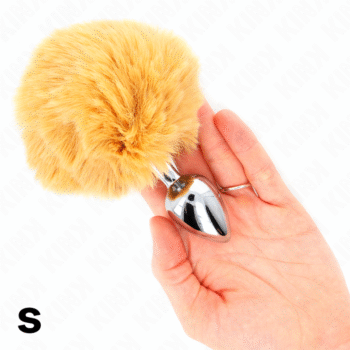 KINK - BOUCHON EN ACIER INOXYDABLE 7 x 3 CM AVEC QUEUE DE LAPIN EN FAUSSE FOURRURE BEIGE 8 CM-KINK PLEASURE PLUGS-sextoys-lingerie-bdsm-hygiène-sexshop