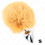 KINK – BOUCHON EN ACIER INOXYDABLE 7 x 3 CM AVEC QUEUE DE LAPIN EN FAUSSE FOURRURE BEIGE 8 CM