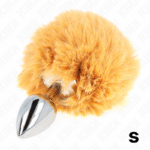 KINK – BOUCHON EN ACIER INOXYDABLE 7 x 3 CM AVEC QUEUE DE LAPIN EN FAUSSE FOURRURE BEIGE 8 CM