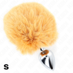 KINK – BOUCHON EN ACIER INOXYDABLE 7 x 3 CM AVEC QUEUE DE LAPIN EN FAUSSE FOURRURE BEIGE 8 CM
