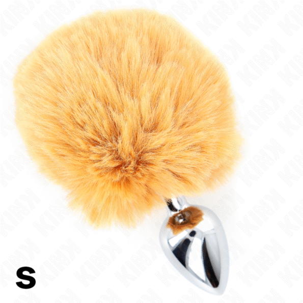 KINK - BOUCHON EN ACIER INOXYDABLE 7 x 3 CM AVEC QUEUE DE LAPIN EN FAUSSE FOURRURE BEIGE 8 CM-KINK PLEASURE PLUGS-sextoys-lingerie-bdsm-hygiène-sexshop