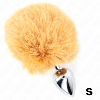 KINK - BOUCHON EN ACIER INOXYDABLE 7 x 3 CM AVEC QUEUE DE LAPIN EN FAUSSE FOURRURE BEIGE 8 CM-KINK PLEASURE PLUGS-sextoys-lingerie-bdsm-hygiène-sexshop