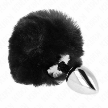 KINK - BOUCHON EN ACIER INOXYDABLE 7 x 3 CM AVEC QUEUE DE LAPIN EN FAUSSE FOURRURE NOIRE 8 CM-KINK PLEASURE PLUGS-sextoys-lingerie-bdsm-hygiène-sexshop