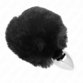 KINK - BOUCHON EN ACIER INOXYDABLE 7 x 3 CM AVEC QUEUE DE LAPIN EN FAUSSE FOURRURE NOIRE 8 CM-KINK PLEASURE PLUGS-sextoys-lingerie-bdsm-hygiène-sexshop