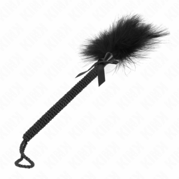 KINK - Baguette en corde de nylon avec plumes chatouillantes et noeud noir 25 cm-KINK IMPACT & TOUCH-sextoys-lingerie-bdsm-hygiène-sexshop