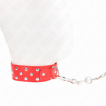 KINK – COLLIER RIVET ANNEAU AVEC CEINTURE 65 CM ROUGE AJUSTABLE 36-50 CM X 3