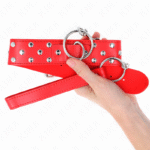 KINK – COLLIER RIVET ANNEAU AVEC CEINTURE 65 CM ROUGE AJUSTABLE 36-50 CM X 3