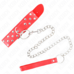 KINK – COLLIER RIVET ANNEAU AVEC CEINTURE 65 CM ROUGE AJUSTABLE 36-50 CM X 3