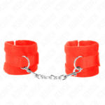 KINK - MANCHETTES DÉBUTANT EN FOURRURE ROUGE 30 X 7 CM-KINK WRIST RESTRAINT-sextoys-lingerie-bdsm-hygiène-sexshop