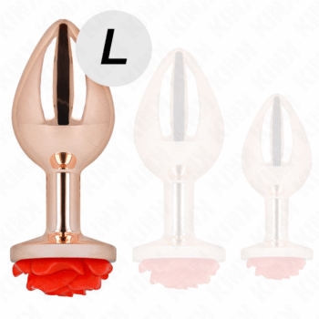KINK - PLUG ANAL OR ROSE AVEC ROSE ROUGE L-KINK PLEASURE PLUGS-sextoys-lingerie-bdsm-hygiène-sexshop
