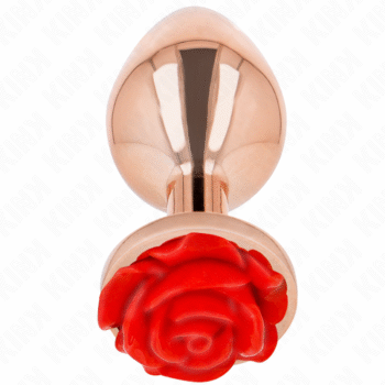 KINK - PLUG ANAL OR ROSE AVEC ROSE ROUGE L-KINK PLEASURE PLUGS-sextoys-lingerie-bdsm-hygiène-sexshop