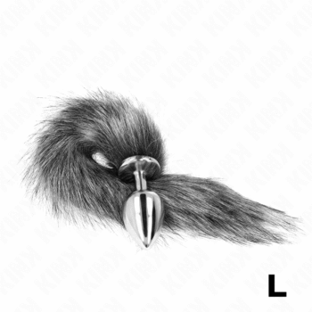 KINK - PLUG ANAL TAILLE L 10 X 4 CM AVEC QUEUE SYNTHÉTIQUE 40 CM GRIS-KINK PLEASURE PLUGS-sextoys-lingerie-bdsm-hygiène-sexshop