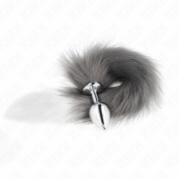 5 CM AVEC QUEUE SYNTHÉTIQUE 40 CM GRIS ET BLANC-KINK PLEASURE PLUGS-sextoys-lingerie-bdsm-hygiène-sexshop