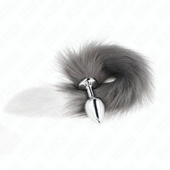 5 CM AVEC QUEUE SYNTHÉTIQUE 40 CM GRIS ET BLANC-KINK PLEASURE PLUGS-sextoys-lingerie-bdsm-hygiène-sexshop
