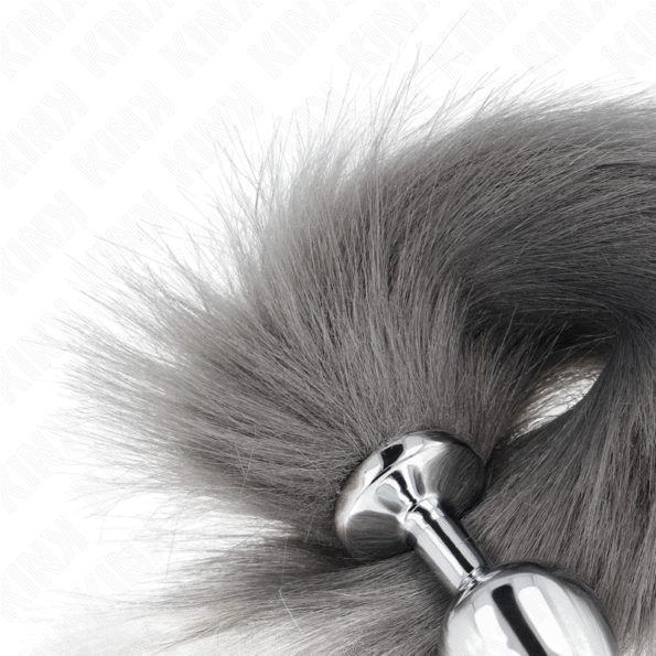 5 CM AVEC QUEUE SYNTHÉTIQUE 40 CM GRIS ET BLANC-KINK PLEASURE PLUGS-sextoys-lingerie-bdsm-hygiène-sexshop