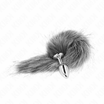KINK - PLUG ANAL TAILLE S 7 X 3 CM AVEC QUEUE SYNTHÉTIQUE 40 CM GRIS-KINK PLEASURE PLUGS-sextoys-lingerie-bdsm-hygiène-sexshop