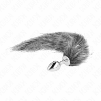 KINK - PLUG ANAL TAILLE S 7 X 3 CM AVEC QUEUE SYNTHÉTIQUE 40 CM GRIS-KINK PLEASURE PLUGS-sextoys-lingerie-bdsm-hygiène-sexshop