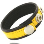 LEATHER BODY - SANGLE EN CUIR RÉGLABLE PÉNIS JAUNE-NOIR-LEATHER BODY-sextoys-lingerie-bdsm-hygiène-sexshop