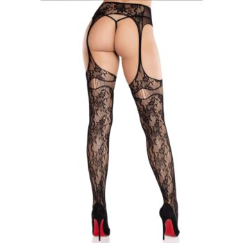 LEG AVENUE - BAS EN DENTELLE AVEC JARRETELLES NOIR-LEG AVENUE HOSIERY-sextoys-lingerie-bdsm-hygiène-sexshop