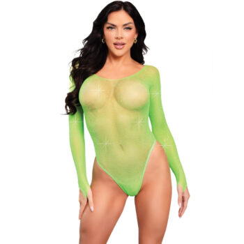 LEG AVENUE - BODY À MANCHES LONGUES CRISTALLISÉ VERT-LEG AVENUE TEDDIES-sextoys-lingerie-bdsm-hygiène-sexshop