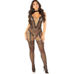 LEG AVENUE - BODYSTOCKING EN MAILLE SANS FOURREAU NOIR TAILLE UNIQUE-LEG AVENUE BODYSTOCKINGS-sextoys-lingerie-bdsm-hygiène-sexshop