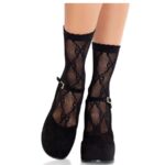 LEG AVENUE - CHAUSSETTES NOIRES EN DENTELLE AVEC NŒUD-LEG AVENUE HOSIERY-sextoys-lingerie-bdsm-hygiène-sexshop