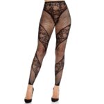 LEG AVENUE - COLLANTS SANS PIEDS EN DENTELLE ET TRANSPARENTS NOIRS-LEG AVENUE HOSIERY-sextoys-lingerie-bdsm-hygiène-sexshop