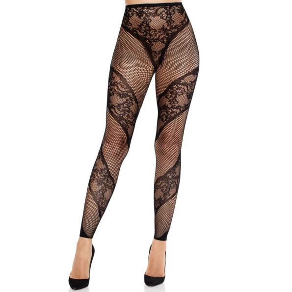 LEG AVENUE - COLLANTS SANS PIEDS EN DENTELLE ET TRANSPARENTS NOIRS-LEG AVENUE HOSIERY-sextoys-lingerie-bdsm-hygiène-sexshop