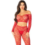 LEG AVENUE – CROP TOP + BAS ROUGE TAILLE UNIQUE