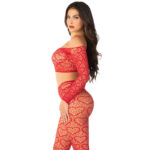 LEG AVENUE – CROP TOP + BAS ROUGE TAILLE UNIQUE